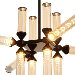 Lampa wisząca -12 LED bursztynowe szklane klosze RH115-12P amber