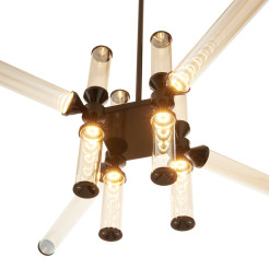 Lampa wisząca -12 LED bursztynowe szklane klosze RH115-12P amber