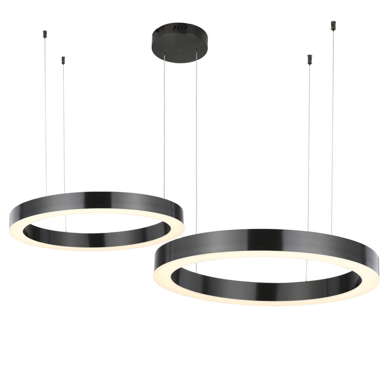 Lampa wisząca  2 40+40 cm - LED,  dwa ringi tytan szczotkowany na 1 podsufitce ST-8848-40+40 black
