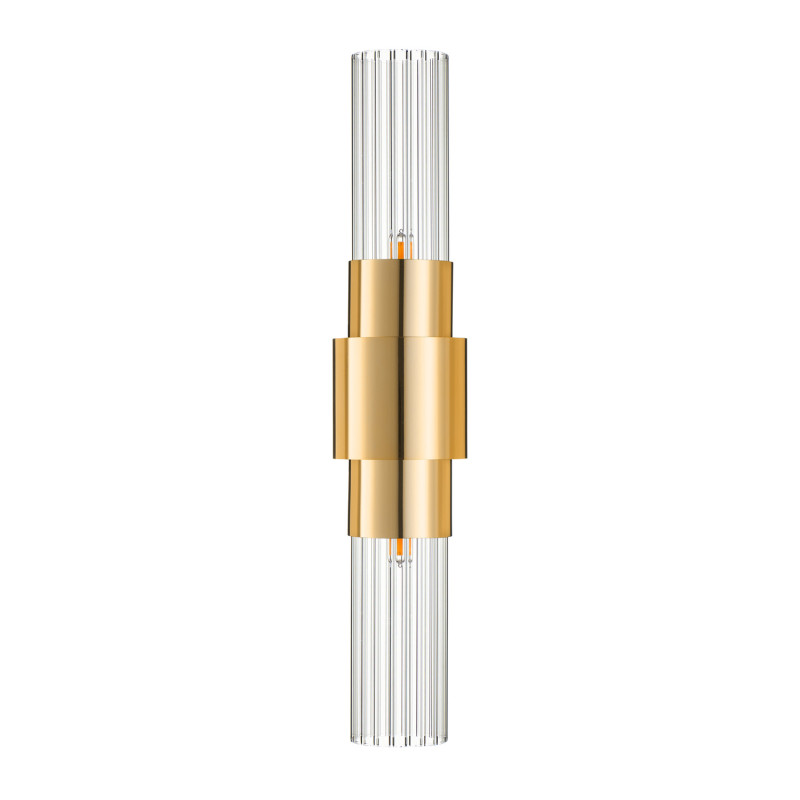 Lampa ścienna GLOW 46 cm - kinkiet złoty połysk, szkło ryflowane ST-DW7790