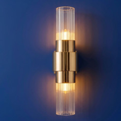 Lampa ścienna GLOW 46 cm - kinkiet złoty połysk, szkło ryflowane ST-DW7790