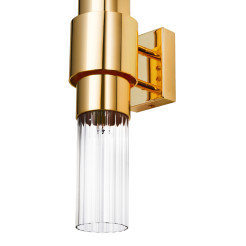 Lampa ścienna GLOW 46 cm - kinkiet złoty połysk, szkło ryflowane ST-DW7790