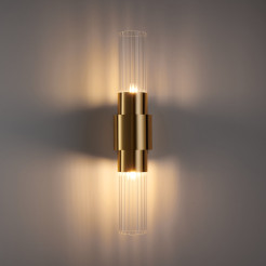 Lampa ścienna GLOW 46 cm - kinkiet złoty połysk, szkło ryflowane ST-DW7790