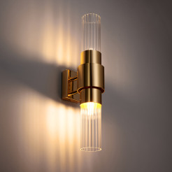 Lampa ścienna GLOW 46 cm - kinkiet złoty połysk, szkło ryflowane ST-DW7790