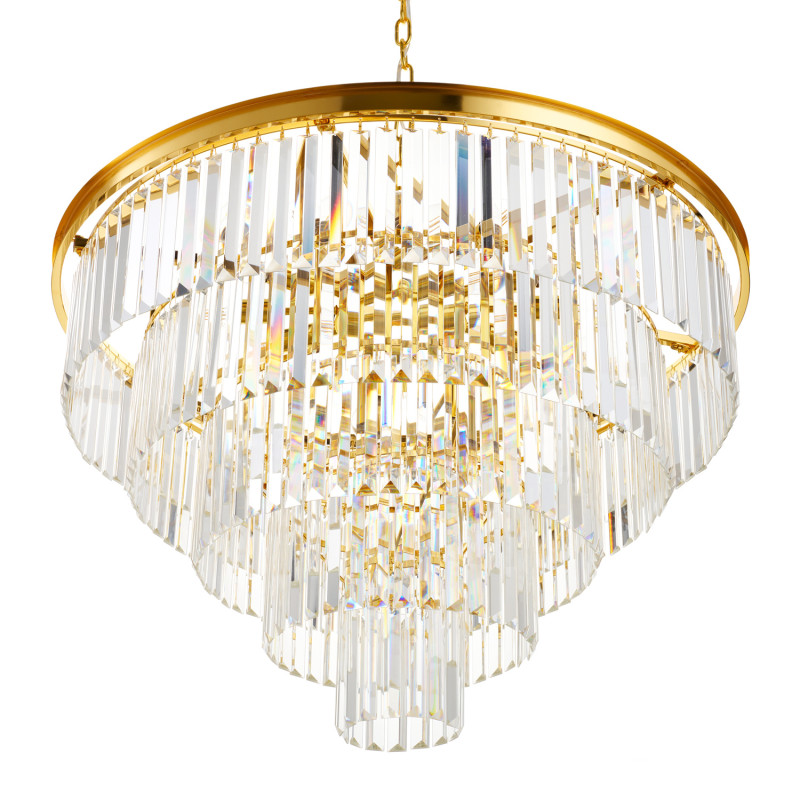 Lampa wisząca  80 cm - żyrandol złoto-kryształowy DN915-80P