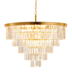 Lampa wisząca  80 cm - żyrandol złoto-kryształowy DN915-80P