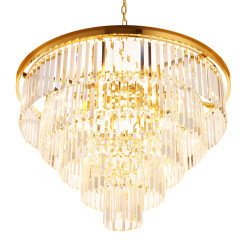 Lampa wisząca  80 cm - żyrandol złoto-kryształowy DN915-80P