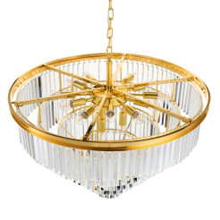 Lampa wisząca  80 cm - żyrandol złoto-kryształowy DN915-80P