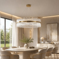 Lampa wisząca  120 cm – żyrandol LED, złoty do salonu ST-4999-120 mirror gold