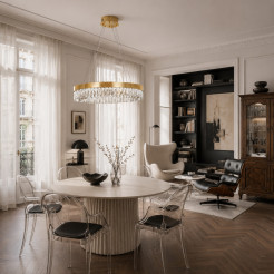 Lampa wisząca  60 cm - żyrandol złoty kryształowy ST-8876P-60 mirror gold