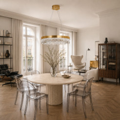 Lampa wisząca  60 cm - żyrandol złoty kryształowy ST-8876P-60 mirror gold