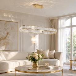 Lampa wisząca  100 cm - elegancki żyrandol w złocie i krysztale ST-8877P-100