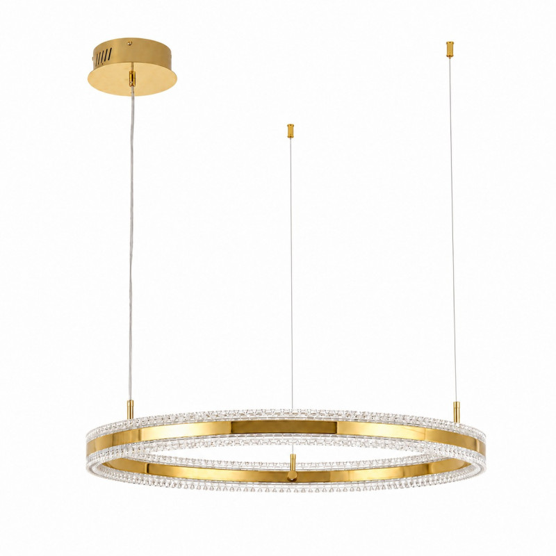 Lampa wisząca  LED 80 cm - złoty połysk z kryształowym pierścieniem ST-6376-80 mirror gold