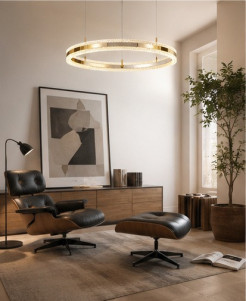 Lampa wisząca  LED 80 cm - złoty połysk z kryształowym pierścieniem ST-6376-80 mirror gold