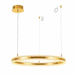 Lampa wisząca  LED 80 cm - złoty połysk z kryształowym pierścieniem ST-6376-80 mirror gold