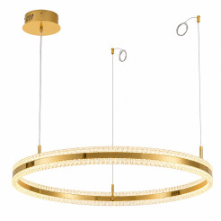 Lampa wisząca  LED 80 cm - złoty połysk z kryształowym pierścieniem ST-6376-80 mirror gold