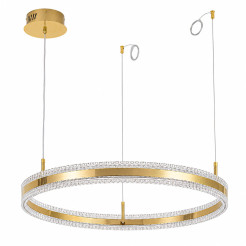 Lampa wisząca  LED 80 cm - złoty połysk z kryształowym pierścieniem ST-6376-80 mirror gold