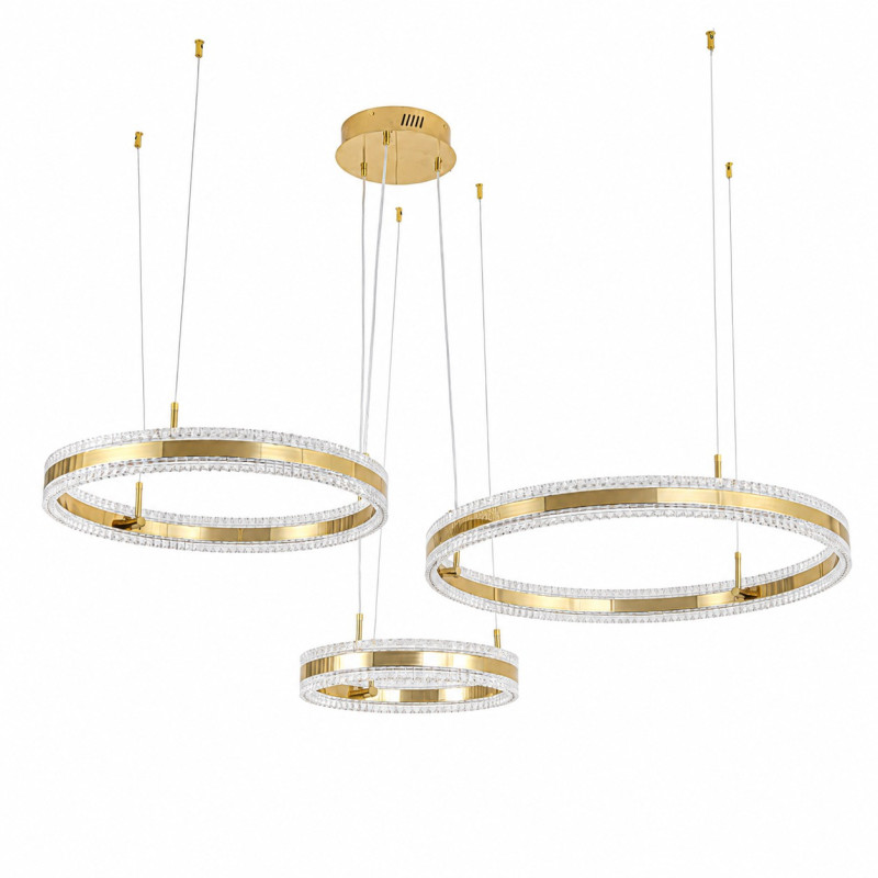 Lampa wisząca   LED Trio 40/60/80 cm – złoty połysk ST-6376-40+60+80 mirror gold
