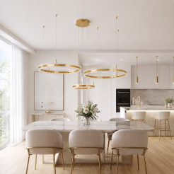 Lampa wisząca   LED Trio 40/60/80 cm – złoty połysk ST-6376-40+60+80 mirror gold