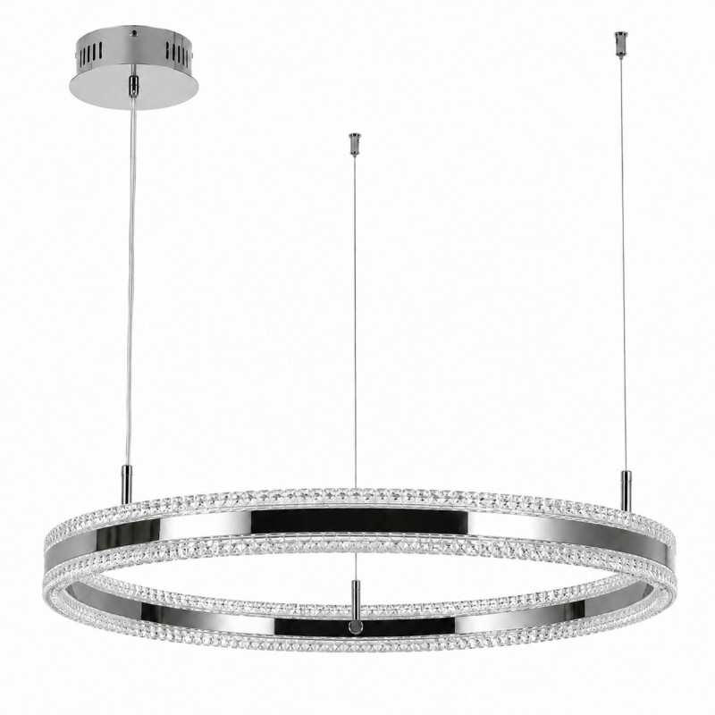 Lampa wisząca  LED 80 cm - tytanowa z kryształowym pierścieniem ST-6376-80 tytan
