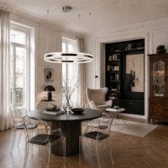 Lampa wisząca  LED 80 cm - tytanowa z kryształowym pierścieniem ST-6376-80 tytan