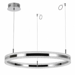 Lampa wisząca  LED 80 cm - tytanowa z kryształowym pierścieniem ST-6376-80 tytan