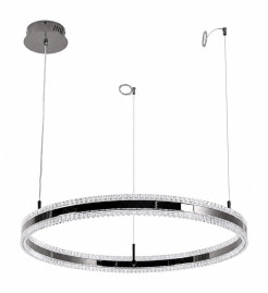 Lampa wisząca  LED 80 cm - tytanowa z kryształowym pierścieniem ST-6376-80 tytan