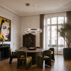 Lampa wisząca  LED 60 cm - tytanowa z kryształowym pierścieniem ST-6376-60 tytan