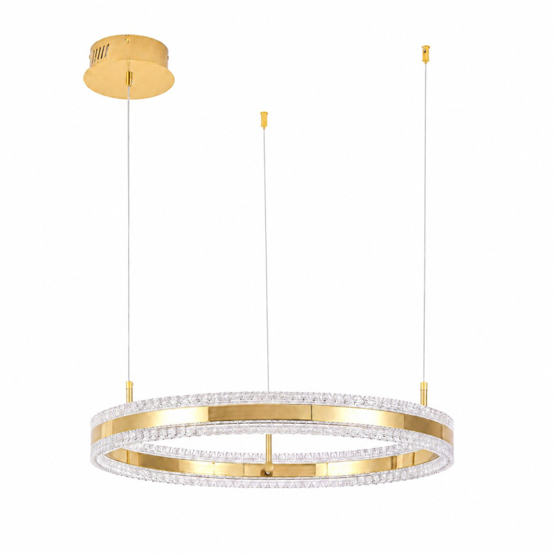 Lampa wisząca  LED 60 cm - złoty połysk z kryształowym pierścieniem ST-6376-60 mirror gold