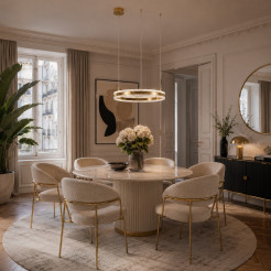 Lampa wisząca  LED 60 cm - złoty połysk z kryształowym pierścieniem ST-6376-60 mirror gold