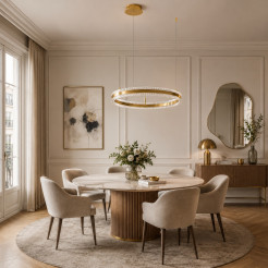 Lampa wisząca  LED 60 cm - złoty połysk z kryształowym pierścieniem ST-6376-60 mirror gold