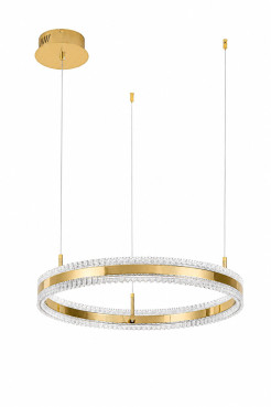 Lampa wisząca  LED 60 cm - złoty połysk z kryształowym pierścieniem ST-6376-60 mirror gold