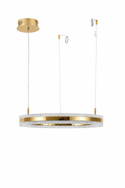 Lampa wisząca  LED 60 cm - złoty połysk z kryształowym pierścieniem ST-6376-60 mirror gold