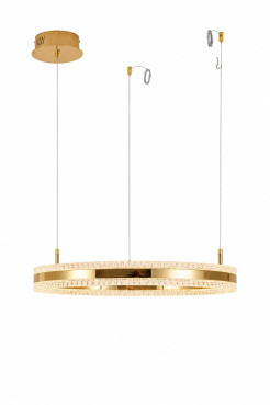 Lampa wisząca  LED 60 cm - złoty połysk z kryształowym pierścieniem ST-6376-60 mirror gold