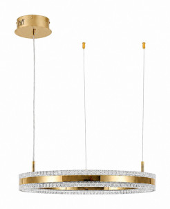 Lampa wisząca  LED 60 cm - złoty połysk z kryształowym pierścieniem ST-6376-60 mirror gold