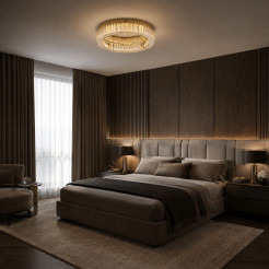Plafon ledowy APOLLO 50 cm - złoty plafon LED, kryształowy ST-8876W-50