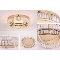 Plafon ledowy APOLLO 50 cm - złoty plafon LED, kryształowy ST-8876W-50
