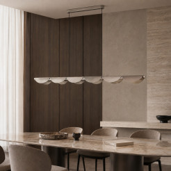 Lampa wisząca  LINE 143 cm - LED, szary szczotkowany, falista forma ST-3602-6-LONG