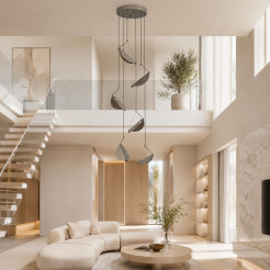 Lampa wisząca -6 – kaskadowa ledowa, szary szczotkowany 240 cm ST-3602A-6