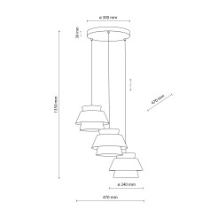 KALUM LEN LAMPA WISZĄCA 3XE27 KOŁO 11807