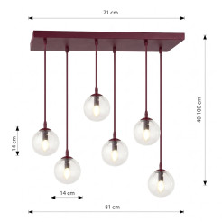 6 BURGUNDY TRANSPARENT 1788/6