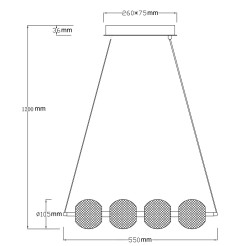 4 linia wisząca złota LP-2202/4L GD