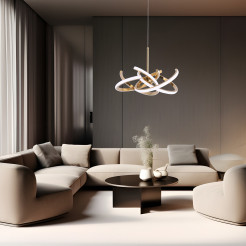 Lampa wisząca 48 cm złota LED CCT LP-1225/1P 48 GD