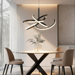 Lampa wisząca 58 cm czarna LED CCT LP-1225/1P 58 BK