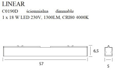 MAXLIGHT C0190D LAMPA SUFITOWA LINEAR BLACK 18W 3000K ŚCIEMNIALNA