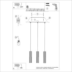 Lampa wisząca KARBON 3L złoty SL.1556