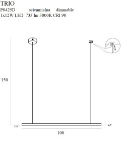 MAXLIGHT P0425D LAMPA WISZĄCA TRIO 1 ZŁOTA ŚCIEMNIALNA