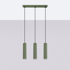 Lampa wisząca KARBON 3L zielona oliwka SL.1613