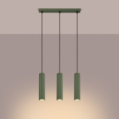 Lampa wisząca KARBON 3L zielona oliwka SL.1613