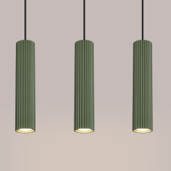 Lampa wisząca KARBON 3L zielona oliwka SL.1613